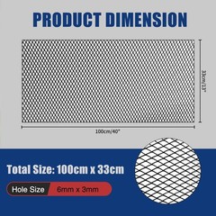 Universal Car Grill Mesh 40″ x 13″, Black-Painted 3 x 6mm Rhombic Hole black