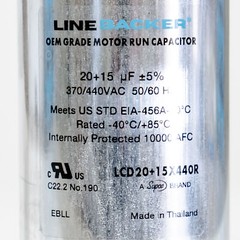 Supco Capacitor Round Dual Run 20 + 15 uf mfd 370/440 Volts for HVAC Motors