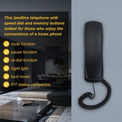 Black Corded Telephone Landline Phone for Home Office Desk Wall Mountable D3W1