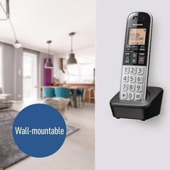 Panasonic Compact Cordless Phone / DECT 6.0, 1.6″ 1-Handset KX-TGB810S Black/Sil