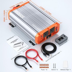 3000W 6000W Pure Sine Wave Power Inverter 12V to 120V Converter Remote Control
