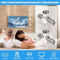 F-Type RG6 Coax Splitter Combiner Adapter for TV Antenna Cable, 3-Way (2 Pack)