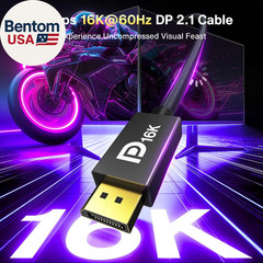 80Gbps Displayport Cable 2.1, 16K DP Cord [16K@60Hz,8K@240Hz,4K@540Hz 480Hz 240H