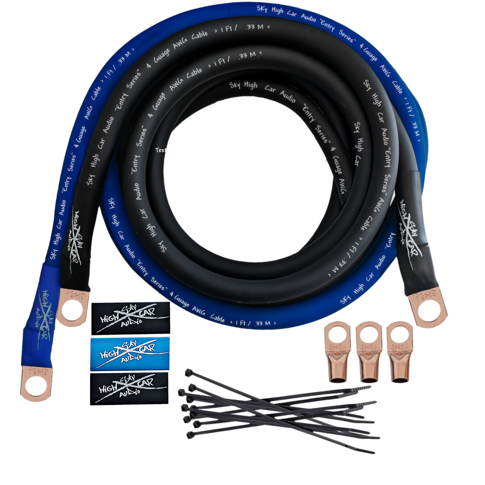 Sky High Car Audio E-Series 4 Gauge Big 3 BLUE/BLACK Electrical Wiring Kit