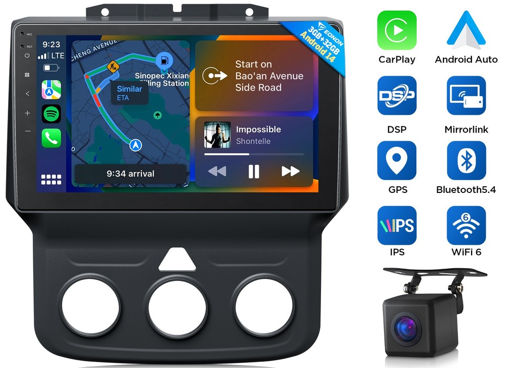 9″Car Stereo Android 14 Radio GPS DSP For RAM 1500 2013 2014 2015 2016 2017 2018