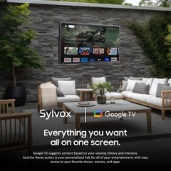 Sylvox 75″ QLED Outdoor TV SMART Google TV Waterproof Apps Dolby Atmos Voice-Con