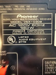 Pioneer VSX-D309 AV Receiver Dolby Digital DTS Surround Sound Amp – Powers On