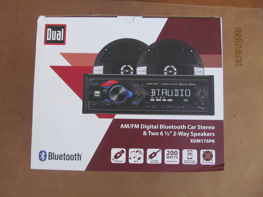 NEW Dual XDM17SPK AM/FM Digital Bluetooth Car Stereo W/ Two 6-1/2 2-way Speakers