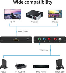 Component to HDMI Converter, Ypbpr RGB + R/L Audio to HDMI V1.3 Converter Adapte