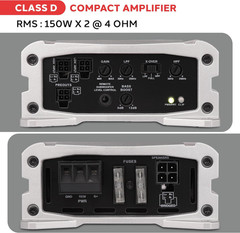 2-Channel Compact Class D Weather Resistant Amplifier System – IPX4 Waterproof,