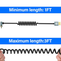 90 Degree Micro HDMI to HDMI Cable Coiled HDMI Male to Micro HDMI Male Cable Ada