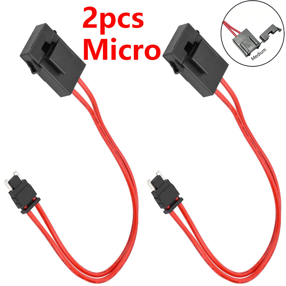 2pcs Car Modification ACC Fuse Box Micro Fuse Tap Power Socket Holder 16AWG USA