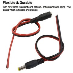 100/5PCS DC Power Pigtail Cable Plug 18AWG 2.1mm x 5.5mm Male Female Connectors