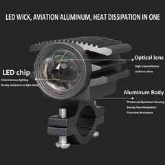2x LED Motorcycle Spot Lights Auxiliary Headlight Driving Fog Lamp Yellow White