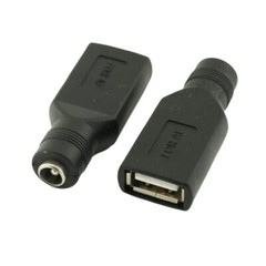 USB 2.0 A To DC Power Supply Charger 5.5mm x 2.1mm Male Female Converter Adapter