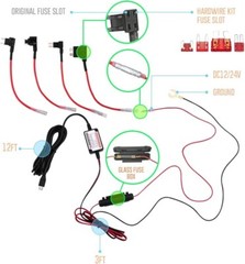 Universal Dash Cam Hardwire Kit Micro/Mini USB Type C 12-24V to 5V for Car DVR