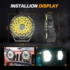 AUXBEAM 9″ LED Auxiliary Driving Lights Pods Work Light Bar+4pcs Covers Shield
