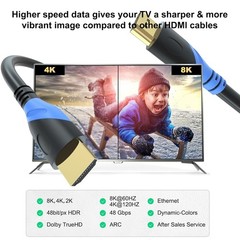 Ultra High Speed 5FT HDMI Cable 2.1 with Gold Plated Connectors, 8K/60Hz Support