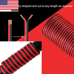 16 Gauge Wire, 16AWG Automotive Wire Electrical Wire 100FT 2 Conductor Red Black