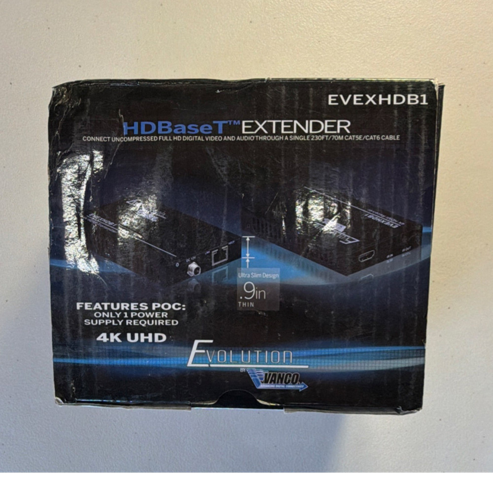 Vanco Evolution EVEXHDB1 4K UHD HDBaseT HDMI/RJ-45 Extender 230ft/70m Black