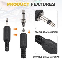20Pcs 1/8″ 3.5mm TS Audio Male Mono Jack 1 Pole, Black