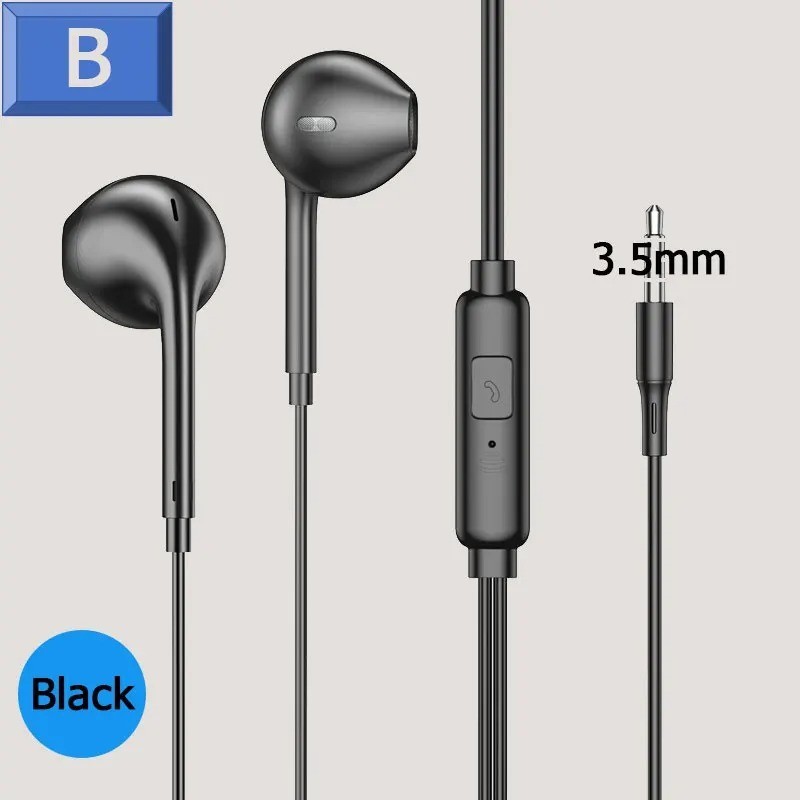 3.5mm Wired Earbuds with Microphone Stereo In-Ear Headphones for Phone MP3