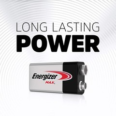 Energizer MAX 9V Batteries (2 Pack), 9 Volt Alkaline Batteries