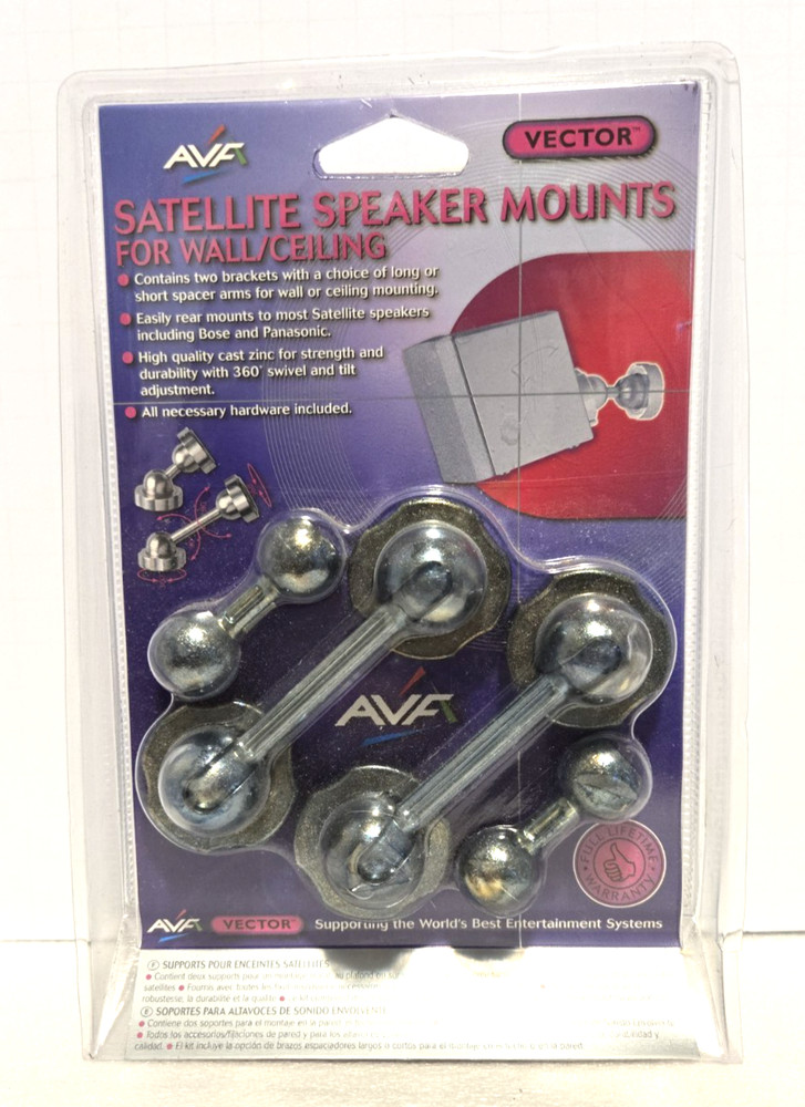 AVF Vector Satellite Speaker Mounts for Wall or Ceiling NEW Sealed