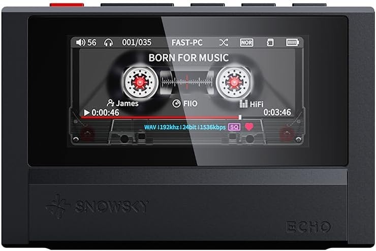 FiiO Echo Retro Hi-Res Portable DAP, Dual DAC, Bluetooth, 4.4mm Balanced (Black)