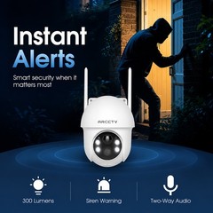 ARCCTV 4MP WiFi6 Wireless Outdoor Security Camera Solar Battery Powered PTZ Cam