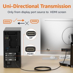 Amazon Basics DisplayPort to HDMI Cable, Uni-Directional, 1080p, 1920×1200