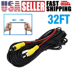 32ft Car RCA Video Extension Cable & Detection Wire for Rear View Backup Camera