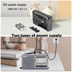 XHDATA D219 Radio Portable AM FM Small Battery Operated Radio w/ Great Reception