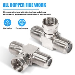 F Type Coaxial Cable Splitter 2 in 1 Out 2 Pack