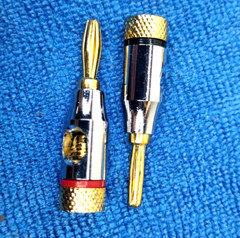 46-Pc Speaker Banana Plugs 24K Gold Plated Brass Color Coded R&B Open Screw Type