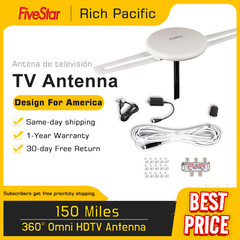360 Omni Directional HDTV Antenna Amplified/for 5 TV 150 Miles Range UHF VHF
