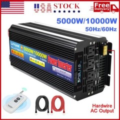 5000W 10000W Power Inverter DC 24V to AC 110V Converter W/ 4AC USB LCD Remote RV