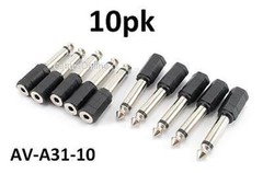 10-Pack of 3.5mm Mono Jack to 1/4″ Mono Plug Adapters, CablesOnline AV-A31-10