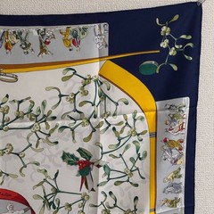 HERMES 90x90cm Navy Blue Silk Scarf 4-61-26 Open Box Condition
