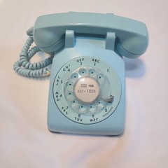 Light Blue Rotary Dial Desk Phone by Bell Systems Western Electric 1971 USA 500