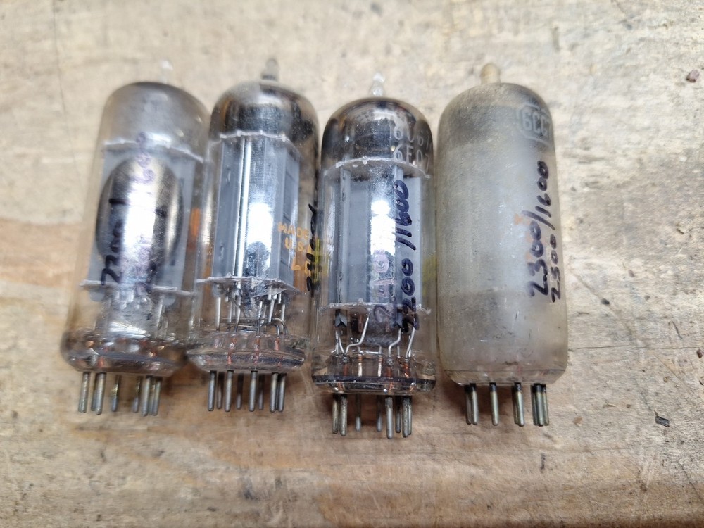 Lot of 4 6CG7 radio tubes Tested Various Brands