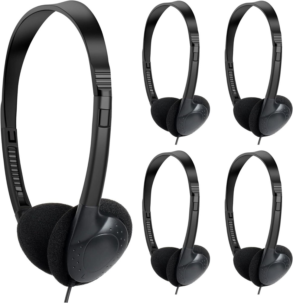 3.5 mm Jack Lightweight Wired On-Ear Stereo Headphones Black NEW Lot