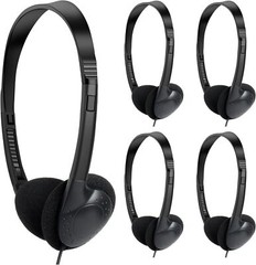 3.5 mm Jack Lightweight Wired On-Ear Stereo Headphones Black NEW Lot