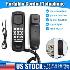 Black Corded Telephone Landline Phone for Home Office Desk Wall Mountable D3W1