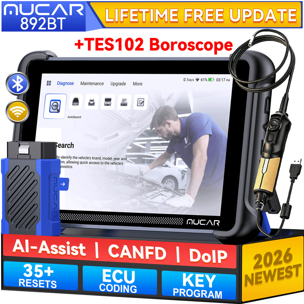 MUCAR 892BT All System Diagnose Tool ECU Coding Scanner FREE Update W/ Boroscope