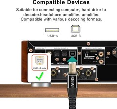 SKW Audiophiles USB 2.0 DAC Audio Cable USB Type A to USB Type B Printer Cable 5