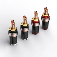 4Pcs Red Copper Plated Speaker Binding Post HiFi Banana Female Terminal Adapter