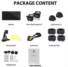 32GB 10″ Quad Monitor 360° Parking System DVR backup HD Cameras For Truck RV BUS