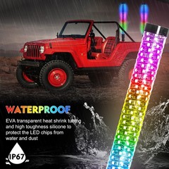 1FT/2FT Spiral LED Fat Whip Light Antenna RGB Chasing For Can-am X3 RZR UTV ATV