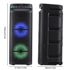 Dual 10″ Subwoofer Portable Bluetooth Speaker Heavy Bass Sound System Party +Mic